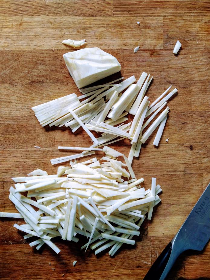 Cutting Celeriac Into Matchsticks